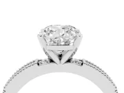 Cushion Cut Vintage Pavé Solitaire Engagement Ring Setting | Milgrain Edges | Platinum