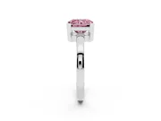 Fancy Pink Radiant Cut Diamond Solitaire Ring Set in Platinum with Prong Head and Smooth Polished Band