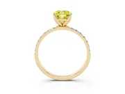 Cushion Cut Pave Solitaire Engagement Ring Setting for a Fancy Yellow Lab-Grown Diamond | Slim Band | Yellow Gold