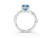 Princess Cut Twisted Vine Engagement Ring Setting for a Fancy Blue Lab-Grown Diamond | Marquise Leaves | Sterling Silver