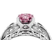Radiant Cut Art Deco Engagement Ring Setting for a Fancy Pink Lab-Grown Diamond | White Gold