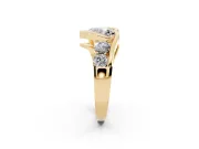 Heart-Shaped Bezel Bypass Engagement Ring Setting | Round Side Stones | Yellow Gold
