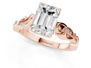 Emerald Cut Vintage Vine Solitaire Engagement Ring Setting | Milgrain Leaves | Rose Gold