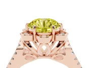 Round Floral Halo Engagement Ring Setting for a Fancy Yellow Lab-Grown Diamond | Pavé Split Shank | Rose Gold
