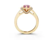 Radiant Cut Pavé Collar Engagement Ring Setting for a Fancy Pink Lab-Grown Diamond | Yellow Gold