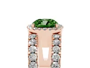 Fancy Green Cushion Cut Diamond Halo Ring Set in Rose gold with Pavé Split Shank and Prong Setting