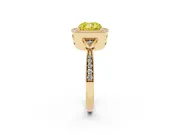 Cushion Cut Milgrain Halo Engagement Ring Setting for a Fancy Yellow Lab-Grown Diamond | Graduated Pavé | Yellow Gold