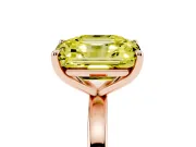 Fancy Yellow Asscher Cut and Emerald Cut Toi Moi Ring Set in Rose gold with Prong Setting