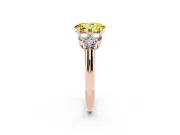 Oval Side Stone Engagement Ring Setting for a Fancy Yellow Lab-Grown Diamond | Rose Gold