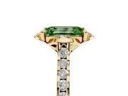 Emerald Cut Floral Petal Engagement Ring Setting for a Fancy Green Lab-Grown Diamond | Petal Accents | Yellow Gold
