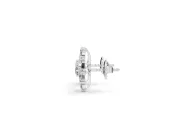 Round Lab-Grown Diamond Snowflake Cluster Stud Earrings | Tapered Baguette Points | White Gold