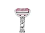 Emerald Cut Pavé Solitaire Engagement Ring Setting for a Fancy Pink Lab-Grown Diamond | Single Row Band | Platinum