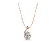 Oval Lab-Grown Diamond Swirl Pendant Necklace | Graduated Accent Row | Rose Gold