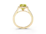 Princess Cut Halo Engagement Ring Setting for a Fancy Yellow Lab-Grown Diamond | Pave Shoulders | Yellow Gold