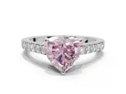 Heart-Shaped Pavé Engagement Ring Setting for a Fancy Pink Lab-Grown Diamond | Crossover Gallery | Sterling Silver