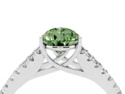 Pear-Shaped Graduated Split Shank Engagement Ring Setting for a Fancy Green Lab-Grown Diamond | Sterling Silver