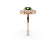 Princess Cut Floral Double Halo Engagement Ring Setting for a Fancy Green Lab-Grown Diamond | Plain Band | Rose Gold