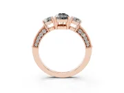 Pear-Shaped Three Stone Engagement Ring Setting for a Black Center | Graduated Pavé Band | Rose Gold