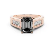 Emerald Cut Channel-Set Engagement Ring Setting for a Black Center | Wide Band | Rose Gold
