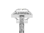 Princess Cut Framed Halo Engagement Ring Setting | Graduated Pavé Band | Platinum