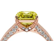 Asscher Cut Hidden Halo Engagement Ring Setting for a Fancy Yellow Lab-Grown Diamond | Milgrain Pave | Rose Gold