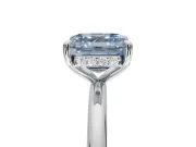 Asscher Cut Hidden Halo Ring Setting for a Fancy Blue Lab-Grown Diamond | Sterling Silver