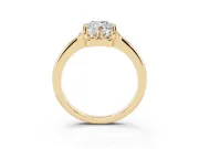 Cushion Cut Scalloped Petal Halo Engagement Ring Setting | Plain Band | Yellow Gold