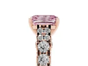 Emerald Cut Graduated Cathedral Engagement Ring Setting for a Fancy Pink Lab-Grown Diamond | Side Stones | Rose Gold