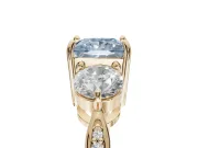 Princess Cut Three Stone Engagement Ring Setting for a Fancy Blue Lab-Grown Diamond | Tapered Pave Band | Yellow Gold