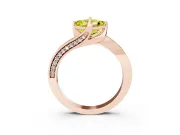 Fancy Yellow Asscher Cut Diamond Solitaire Ring Set in Rose gold with Intertwined Pavé Twist Band
