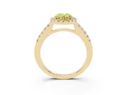 Oval Halo Engagement Ring Setting for a Fancy Yellow Lab-Grown Diamond | Single Row Pavé Band | Yellow Gold