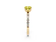 Cushion Cut Pave Solitaire Engagement Ring Setting for a Fancy Yellow Lab-Grown Diamond | Slim Band | Yellow Gold