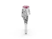 Round Bypass Hidden Halo Engagement Ring Setting for a Fancy Pink Lab-Grown Diamond | Graduated Pavé | Platinum