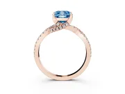 Cushion Cut Twisted Pave Engagement Ring Setting for a Fancy Blue Lab-Grown Diamond | Split Shank | Rose Gold
