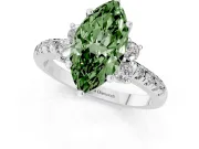 Marquise Side Stone Pave Engagement Ring Setting for a Fancy Green Lab-Grown Diamond | Paired Round Accents | Platinum