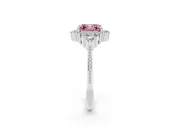 Asscher Cut Cluster Engagement Ring Setting for a Fancy Pink Lab-Grown Diamond | Sterling Silver