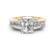 Radiant Cut Close Set Five Stone Engagement Ring Setting | Yellow Gold