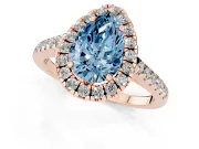 Pear-Shaped Raised Halo Engagement Ring Setting for a Fancy Blue Lab-Grown Diamond | Rose Gold