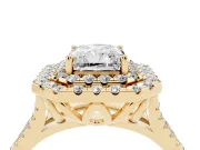 Radiant Cut Halo Split Shank Engagement Ring Setting | Yellow Gold