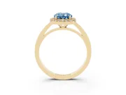 Oval Thin Halo Engagement Ring Setting for a Fancy Blue Lab-Grown Diamond | Plain Band | Yellow Gold