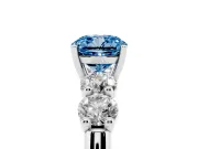 Cushion Cut Five Stone Engagement Ring Setting for a Fancy Blue Lab-Grown Diamond | Plain Band | Sterling Silver