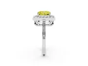 Radiant Cut Halo Engagement Ring Setting for a Fancy Yellow Lab-Grown Diamond | Polished Halo Rim | Platinum