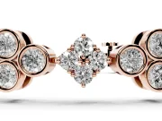 Round Lab-Grown Diamond Cluster Tennis Bracelet | Bezel Clover Stations | Rose Gold
