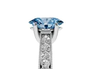 Oval Vintage Hidden Halo Engagement Ring Setting for a Fancy Blue Lab-Grown Diamond | Milgrain Pave Band | Platinum