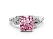 Radiant Cut Floral Engagement Ring Setting for a Fancy Pink Lab-Grown Diamond | Platinum