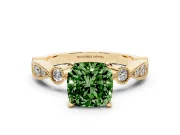 Cushion Cut Vintage Engagement Ring Setting for a Fancy Green Lab-Grown Diamond | Yellow Gold