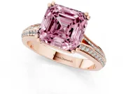 Asscher Cut Pave Split Shank Engagement Ring Setting for a Fancy Pink Lab-Grown Diamond | Double Claw Prongs | Rose Gold