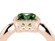 Fancy Green Asscher Cut Diamond Halo Engagement Ring Set in Rose gold with Plain Split Shank and Prong Setting