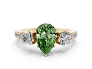 Pear-Shaped Engagement Ring Setting for a Fancy Green Lab-Grown Diamond | Three Stone | Yellow Gold