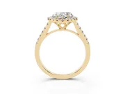 Heart-Shaped Raised Halo Engagement Ring Setting | Pave Band | Yellow Gold